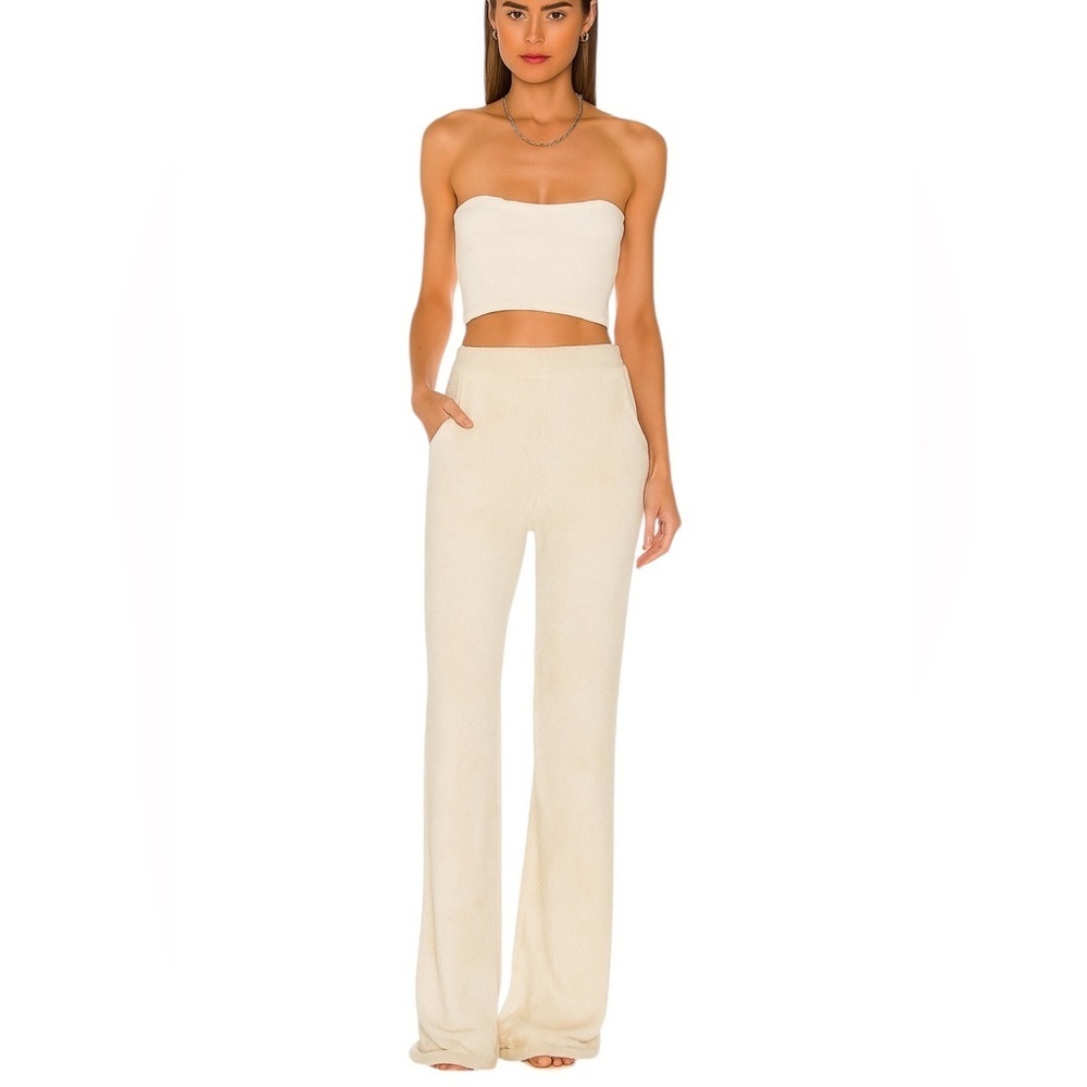 NWT Aya Muse Opal Chenille Wide Leg Pants Cream Size S